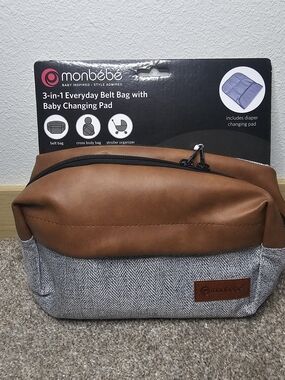Monbebe Women's Tan & Gray Everyday Belt Bag with Changing Pad